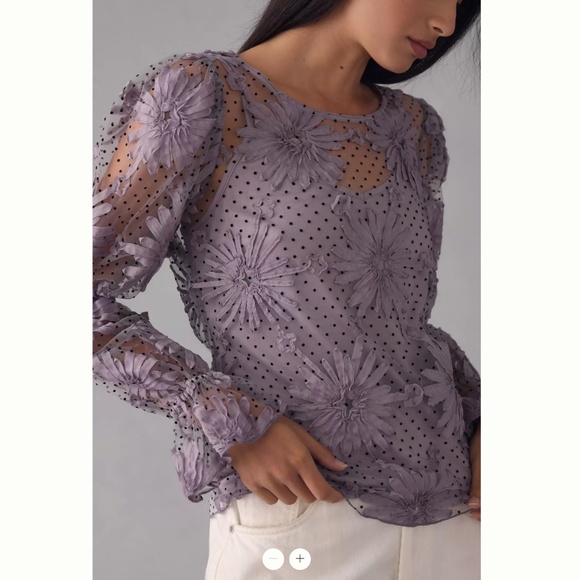 Anthropologie Eva Franco Lace Floral Blouse - Picture 3 of 5